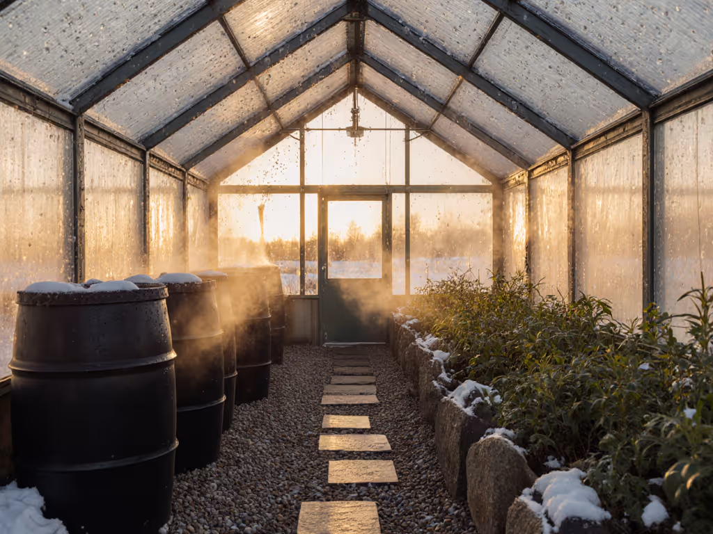 Small Greenhouse Heating: Zero-Electricity Thermal Mass Solutions